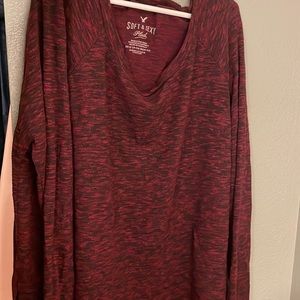 American eagle soft&sexy long sleeve plush in Crimson